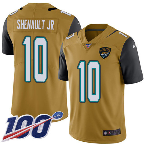 Jacksonville Jaguars #10 Laviska Shenault Jr. Gold Youth Stitched NFL Limited Rush 100th Season Jersey->youth nfl jersey->Youth Jersey